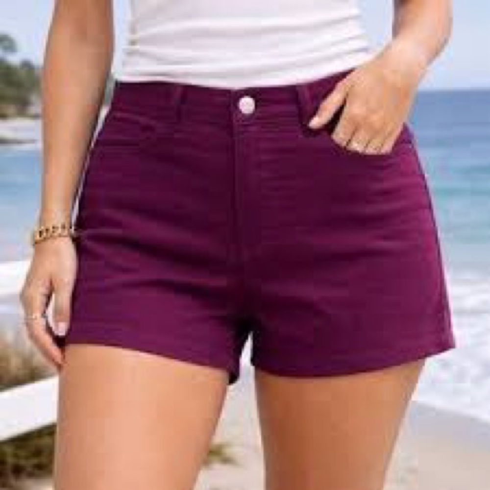 Zenana High-Rise Plum Women’s Shorts